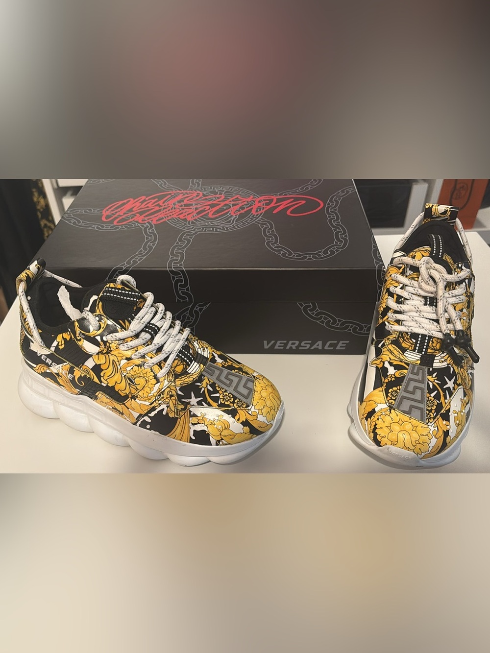 Versace Black & Gold chain reaction sneakers